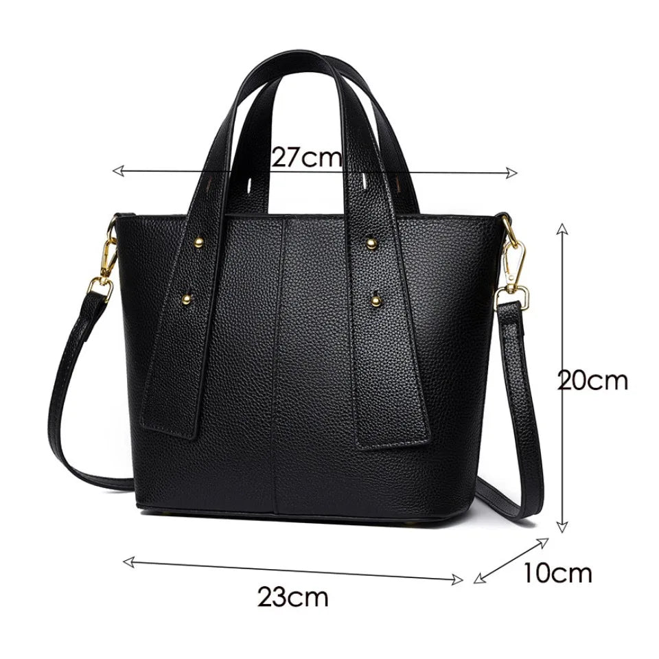Timeless Black Leather Tote & Crossbody Bag for Everyday Style