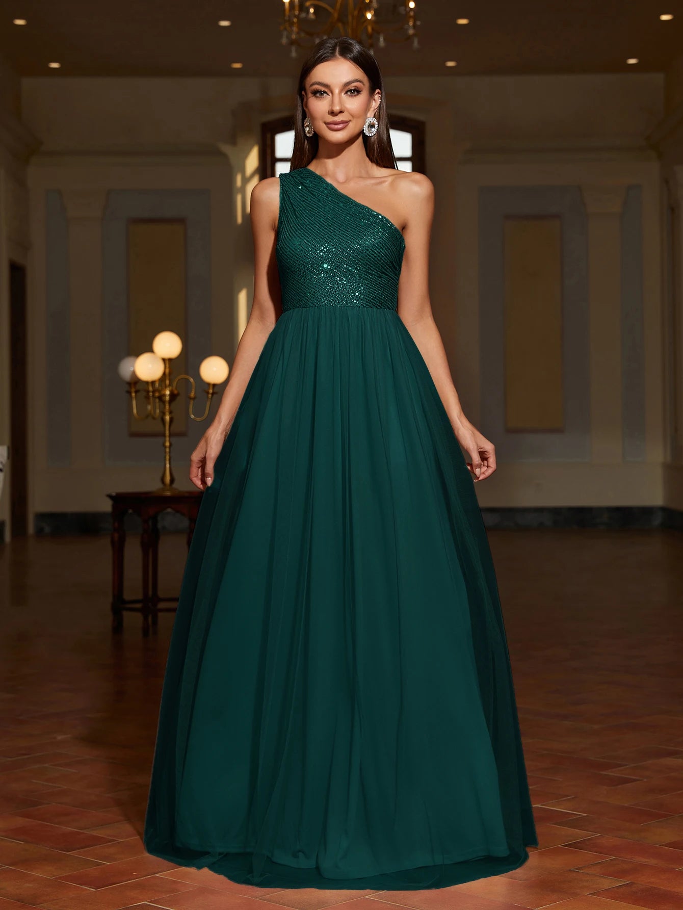 Asymmetrical Backless Exquisite Sequin Mesh  Dress/Long Evening Dress/Special Host Performance/ Bridesmaid Dress.🖤