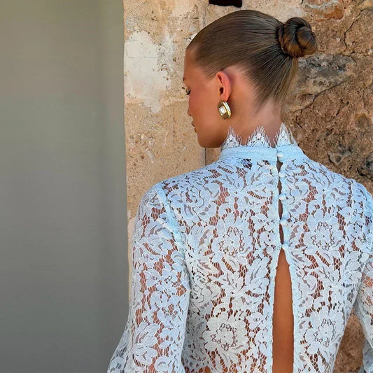 Timeless Lace Two-Piece Set | Elegant Cropped Lace Top & Wide-Leg Pants