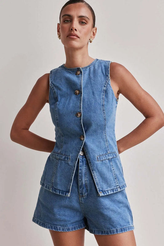 Timeless Denim Elegance™ Two-Piece Set