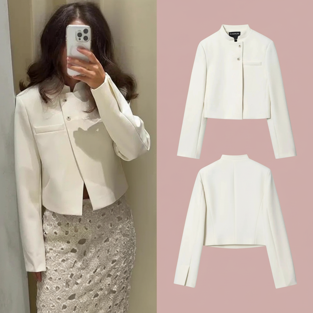 Breathable Cropped Jacket/Elegant Simple Female Single-Breasted Stand Collar Blazer’s Jackets Fashion Slim Coat’s.