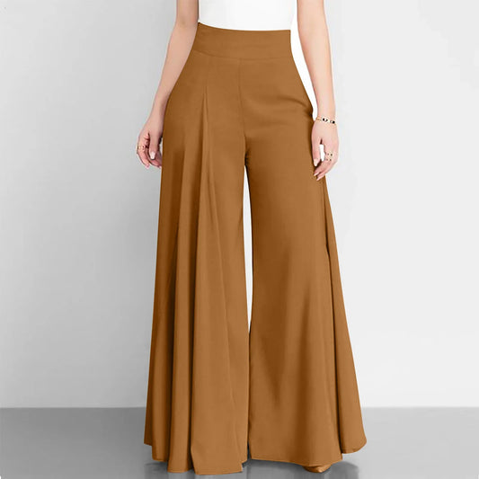 Wide leg trousers pants/Elegant OL Solid High Waist Wide Leg Pants Casual Basics Trousers OTTD Streetwear.