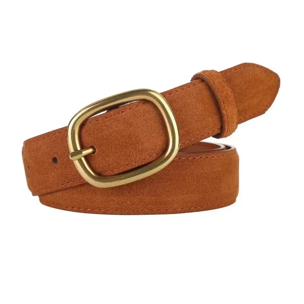 Women Luxury Design Suede Leather Belt Casual Versatile Business Waist Strap Trendy Trouser Dress Belts Gifts