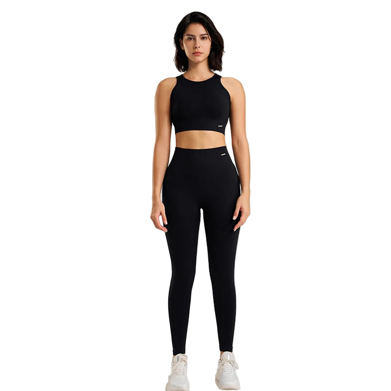 Seamlessly High Waisted Legging’s With Top/Two Piece Fitness Exercise Clothing.