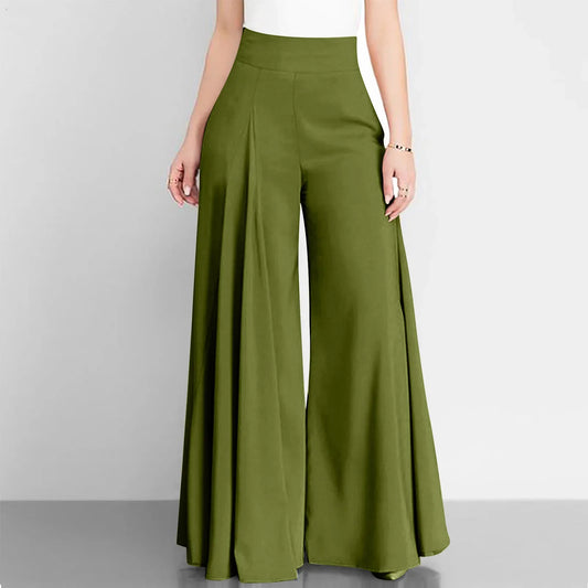 Wide leg trousers pants/Elegant OL Solid High Waist Wide Leg Pants Casual Basics Trousers OTTD Streetwear.