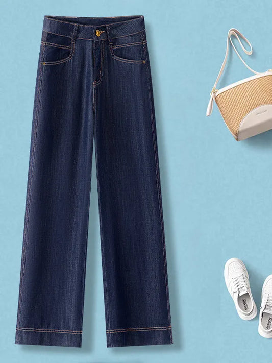 💙 High-Waisted Slim Straight Wide-Leg Jeans | Timeless Everyday Denim