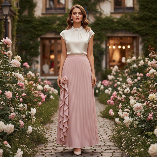 Solid Autumn Winter Skirt/Women/Elastic High Waist A-line Pleated Skirt Midi Skirt Female Elegant Skirts/Med Stretched.