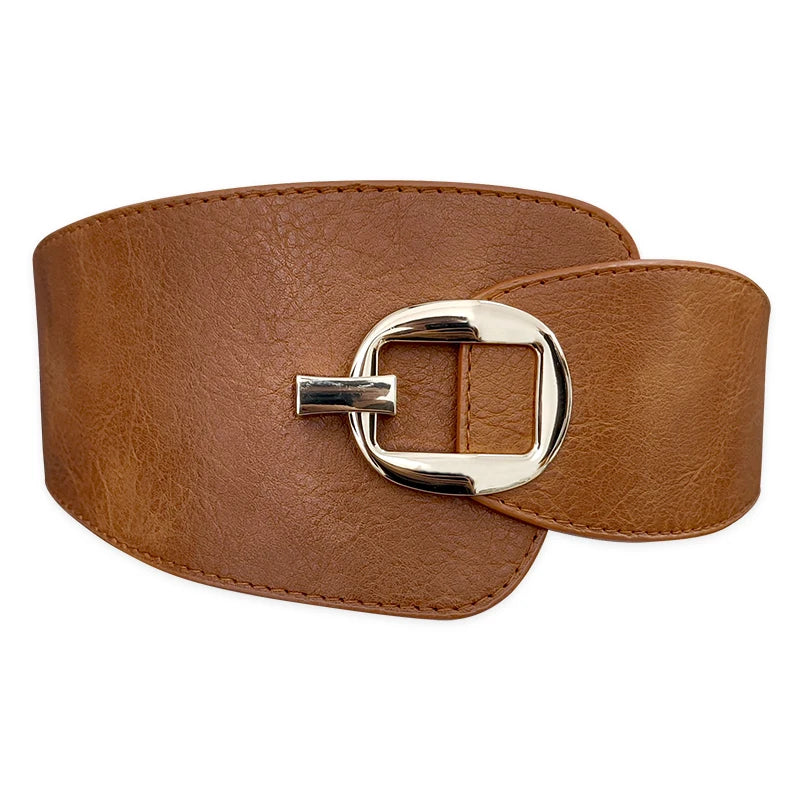 Wide Waist Cinch Belt for Women | Gold Buckle Elastic Corset Belt | Modern Blend Boutique