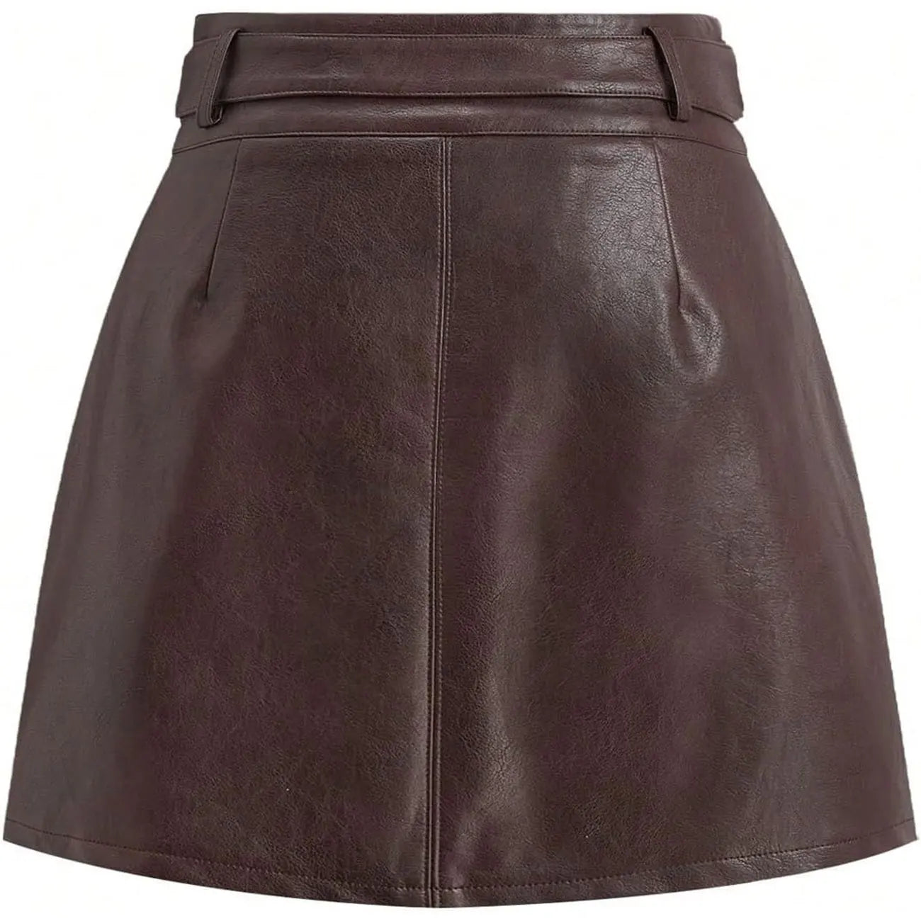 Women’s Belted Faux Leather A-Line Mini Skirt