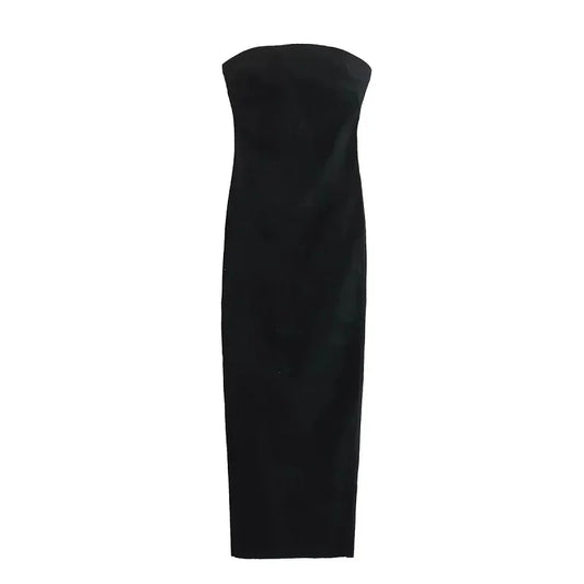 The Denim Muse Strapless Midi Dress