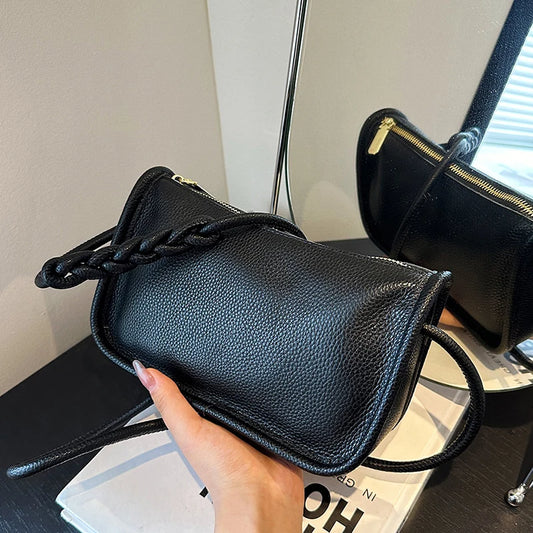 Modern Blend Boutique™ | Luxe Genuine Cowhide Leather Crossbody Bag – Premium Braided Strap Shoulder Purse for Women