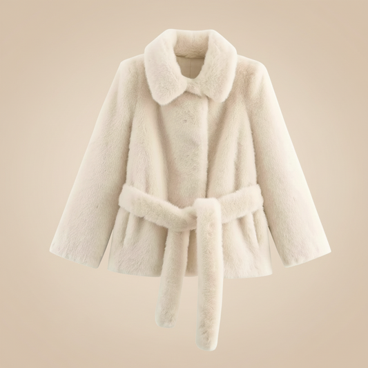 Fluffy Fashion Winter Coat’s/Solid Turn-Down Collar/Long Sleeves Pockets Lace-Up Decoration/Female Winter Casual Warm Jackets.