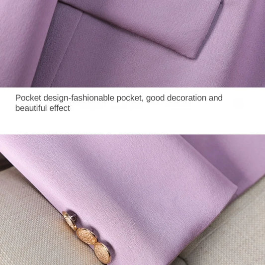 Solid Slim Fitted Single Button Women Casual Temperament Top High Stretched/Single Breasted Regular Length Set.