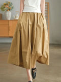 Retro Style Khaki Pant’s/Pure Cotton Casual Wear/Loose Fit Elastic Waist/Wide Leg Pant’s/Artistic Comfy Daily Bottom’s.