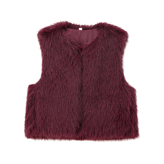 Women's Autumn Winter Faux Fur/ Warm Vest Casual Vest Coat/Sleeveless Jacket Fashion Streetwear New Outerwear.