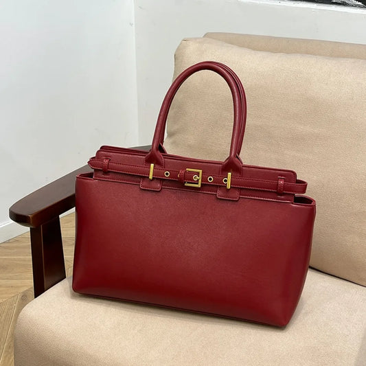 Luxury Large Capacity Tote Bag for Women – Elegant PU Leather Designer Work Handbag