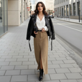 Retro Suede Skirt in Autumn Skirt’s/Women's High-grade Commuter Khaki Split Suit Skirt/Solid Slit A~Line Silhouette.