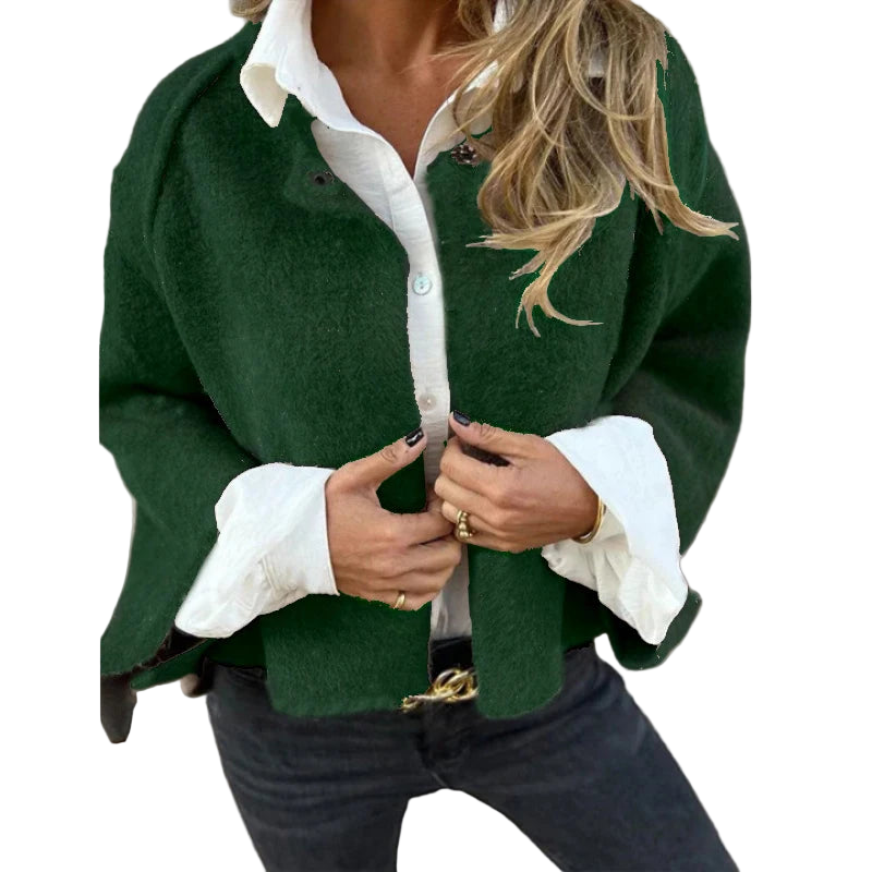 Admirable Winter Jacket Coat/Solid Tatting Craft/Wool Design Long Sleeve Short Jacket/Woman Casual Outwear.