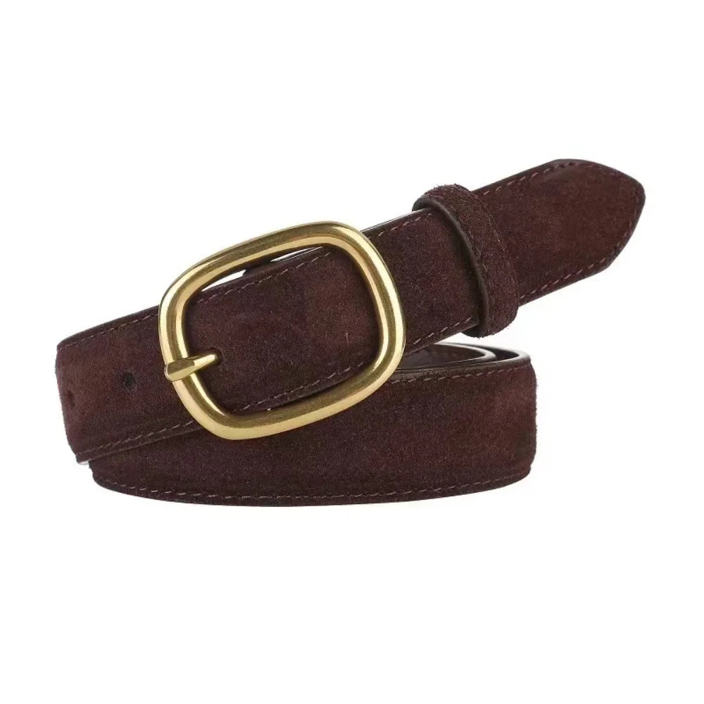 Women Luxury Design Suede Leather Belt Casual Versatile Business Waist Strap Trendy Trouser Dress Belts Gifts