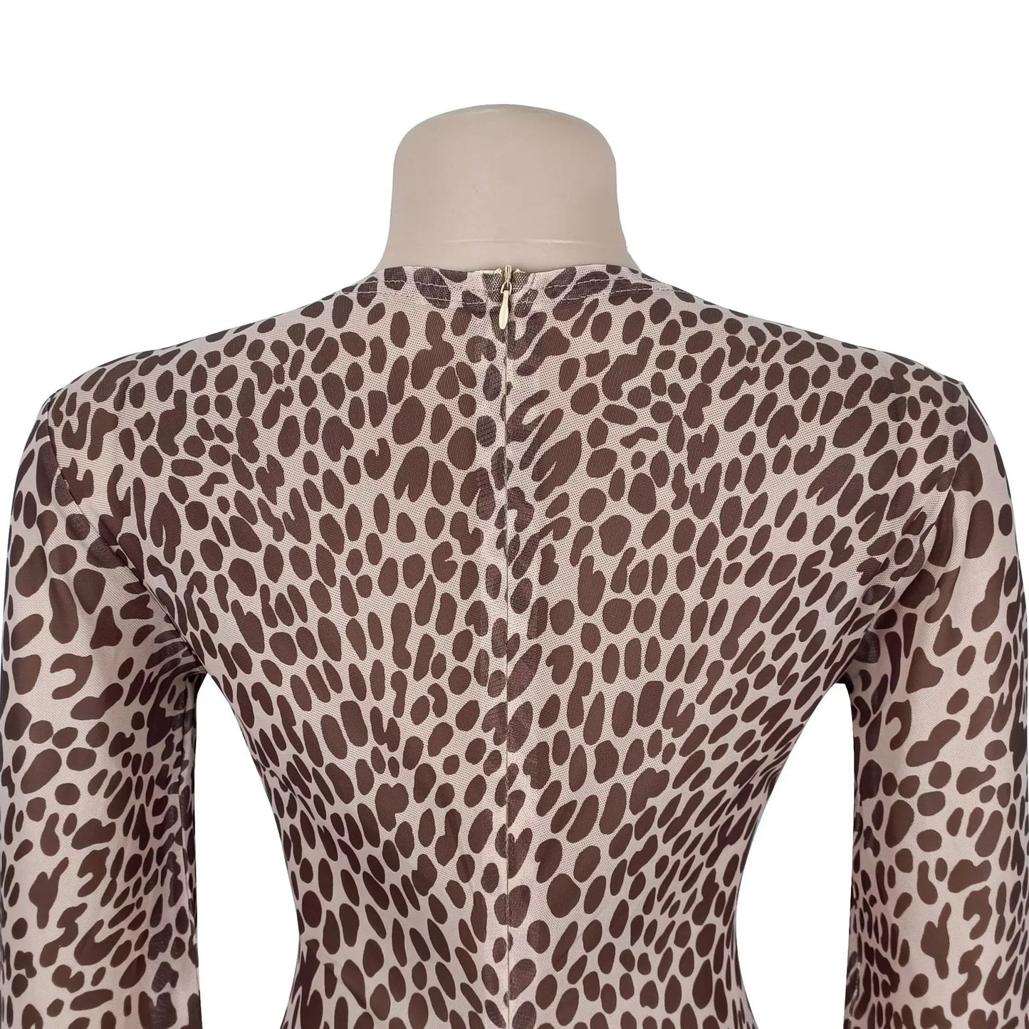 Luxury Leopard Print Cut-Out Maxi Dress – Deep V Long Sleeve Bodycon Gown