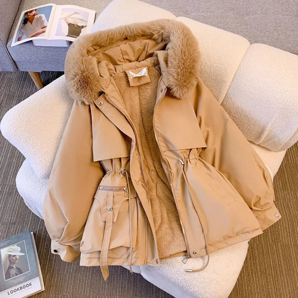 New Winter Women's Down Coat for Women, Slimming Fashionable Down Jacket with Fur Collar for Women Warm Winter Fur-lined Coat (Copy)