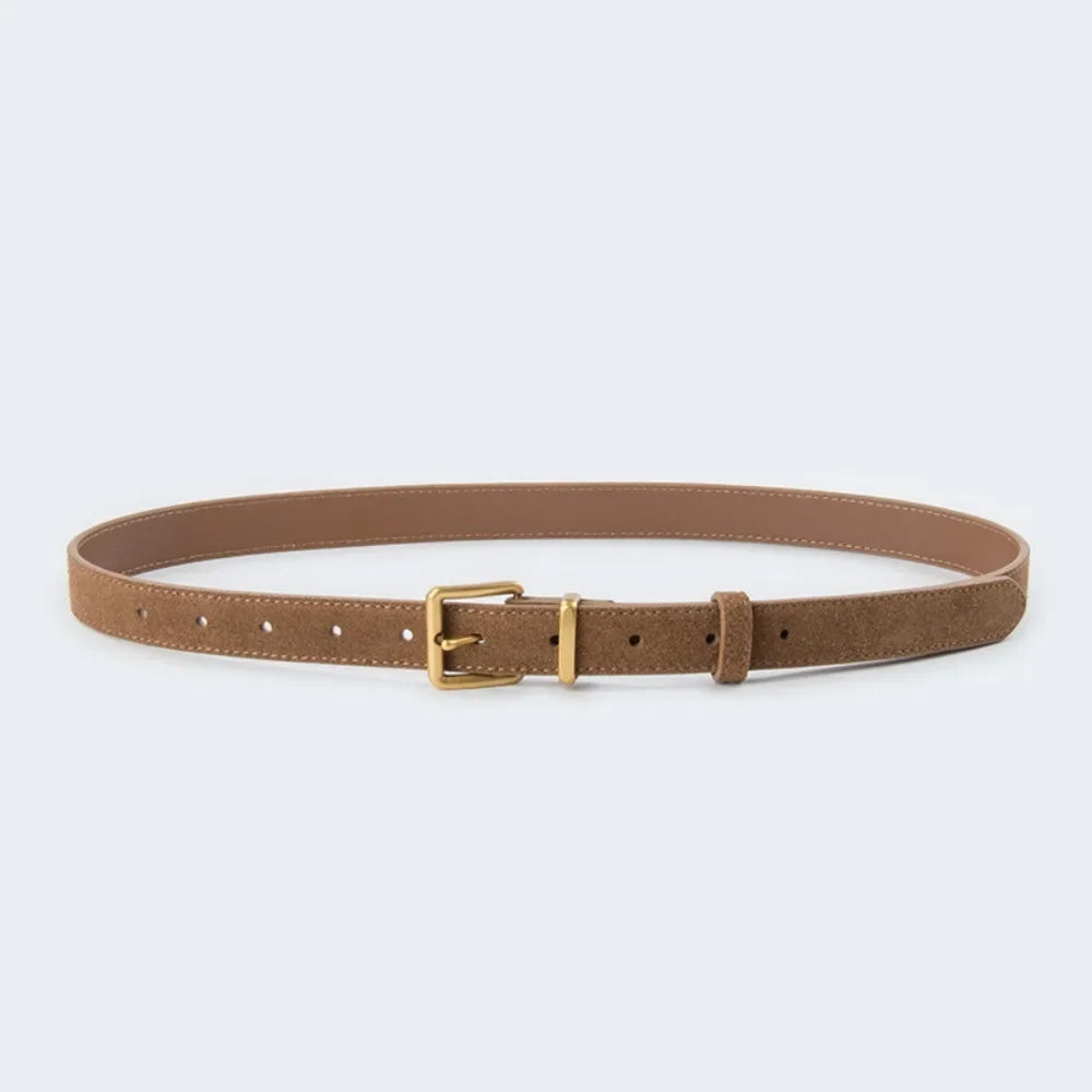 Women Luxury Design Suede Leather Belt Casual Versatile Business Waist Strap Trendy Trouser Dress Belts Gifts