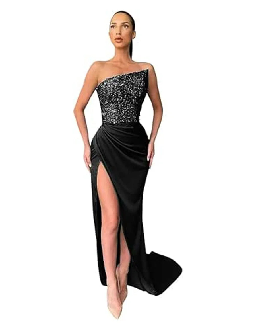 Sequin Pullover Sleeveless Mid-length/ Evening Dress/Elegant Chest Wrapping Dress.