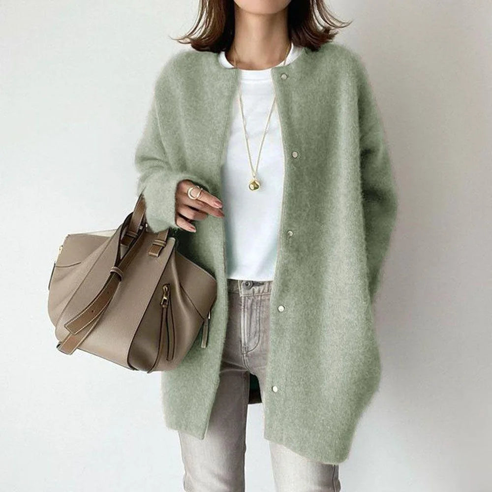 Solid Wool Made Coat/Casual Blend Appearance/Solid Mid Length With  Long Sleeves/Single Breasted Loose Fitted Round Neck.