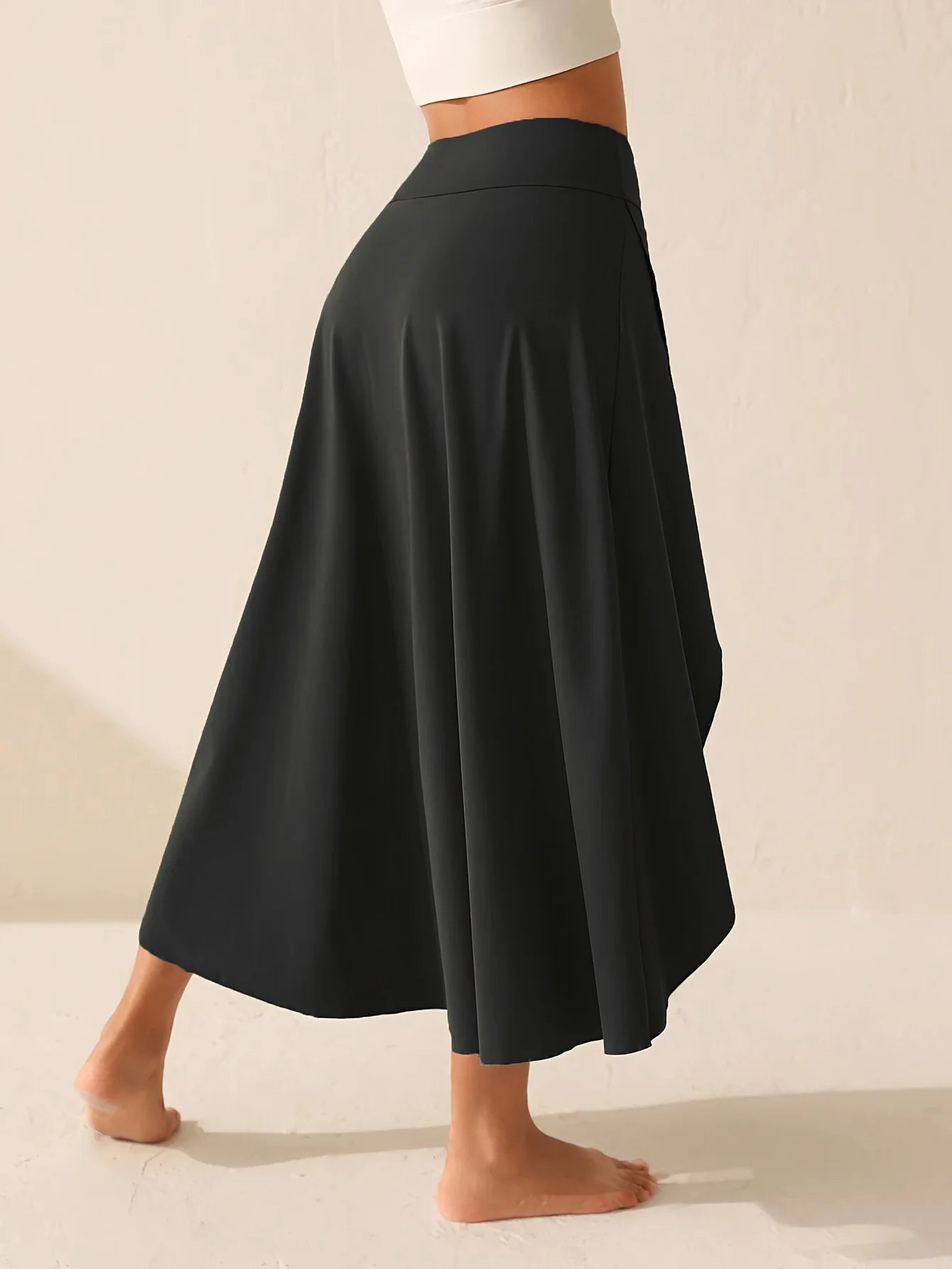 Irregular Retro High Ankle Length Skirt/Blossom Ruffled Solid Colored Skirt With Pocket’s/Asymmetrical A Line.