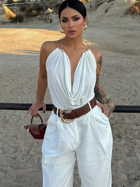 Timeless Elegance Metal Accent Halter Top
