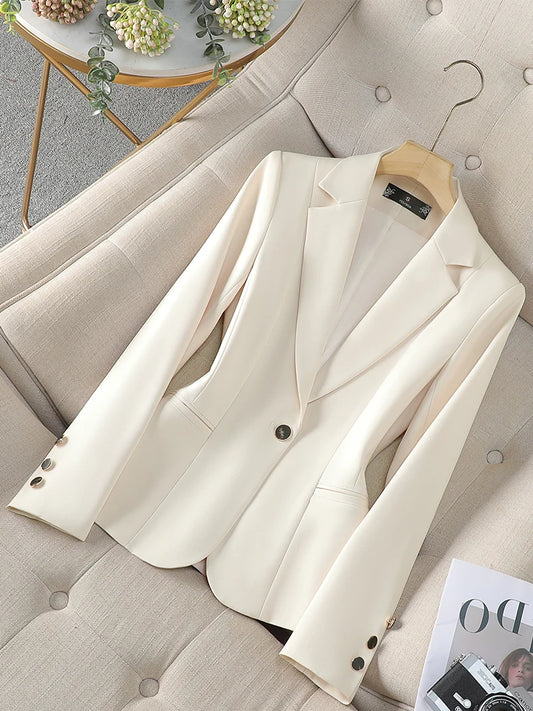 Women’s Tailored Slim Fit Blazer Jacket – Elegant Single Button Office Blazer for Business & Chic Workwear | Modern Blend Boutique