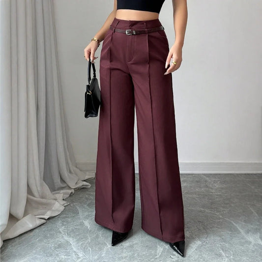Comfortable Pinstriped Designed Pant’s/Full Length Sized/Wide Leg Solid Pant’s/Craft Made Weaving/Upper Belly Fitted Pant’s.