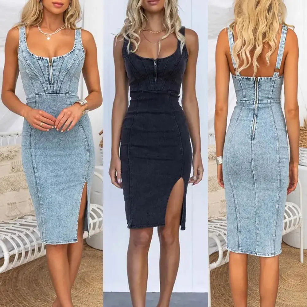 Modern Blend Boutique | Timeless Denim Elegance Midi Dress