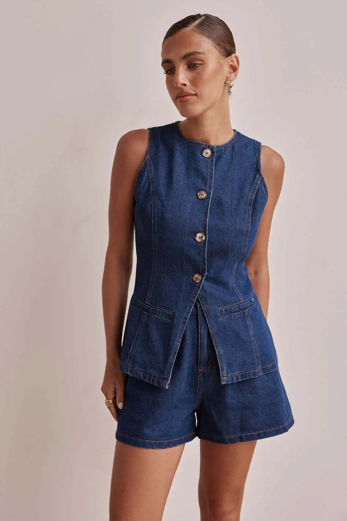 Timeless Denim Elegance™ Two-Piece Set
