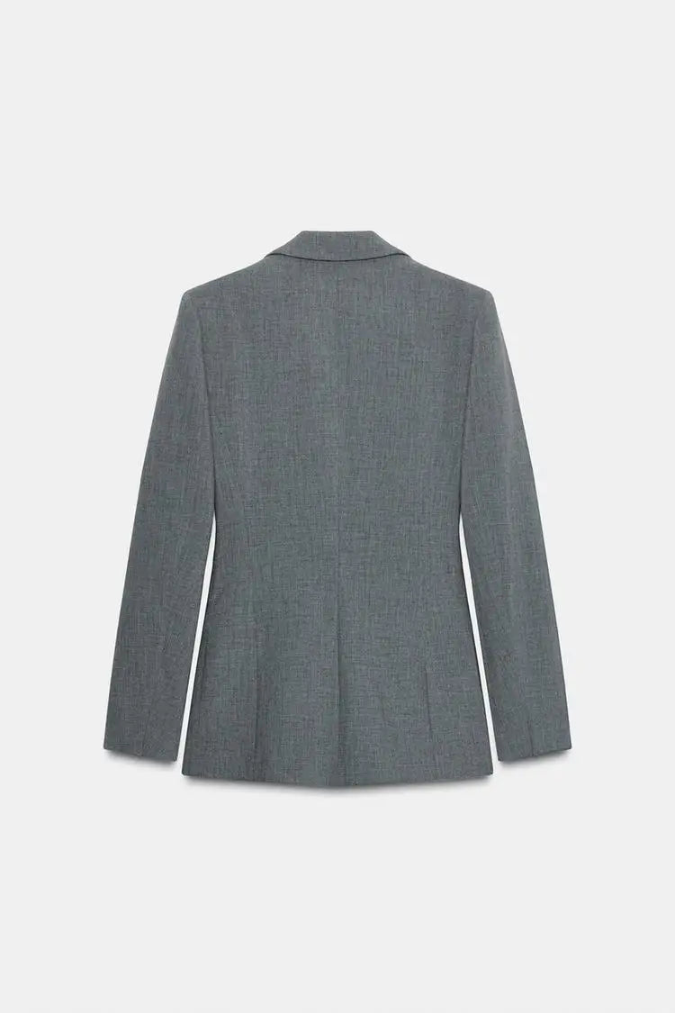 Timeless Tailored Shoulder Pad Blazer | Women’s Slim Fit Single Button French Suit Jacket | Office & Business Chic
