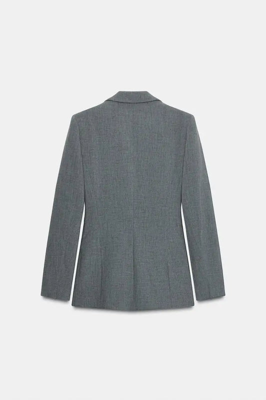 Timeless Tailored Shoulder Pad Blazer | Women’s Slim Fit Single Button French Suit Jacket | Office & Business Chic