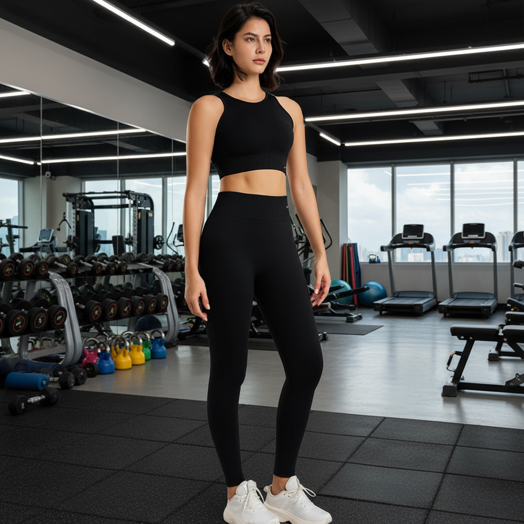 Seamlessly High Waisted Legging’s With Top/Two Piece Fitness Exercise Clothing.