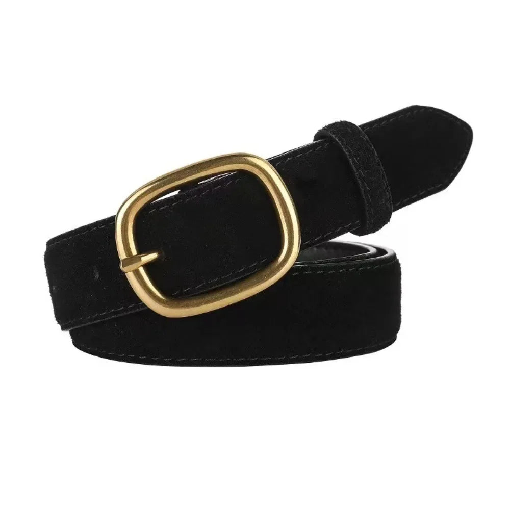 Women Luxury Design Suede Leather Belt Casual Versatile Business Waist Strap Trendy Trouser Dress Belts Gifts