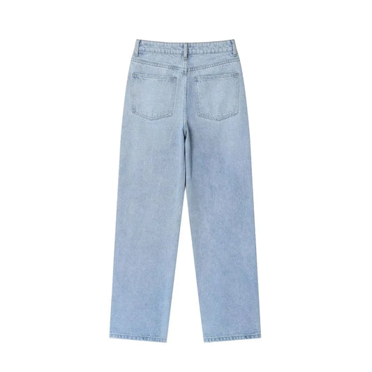 Women’s High-Waisted Straight-Leg Jeans – Classic Relaxed Fit Denim Pants