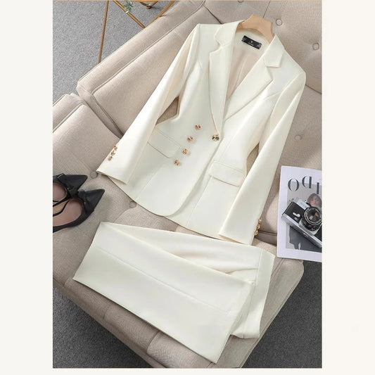 Women’s Elegant Tailored Blazer & Trouser Suit Set – Executive Workwear