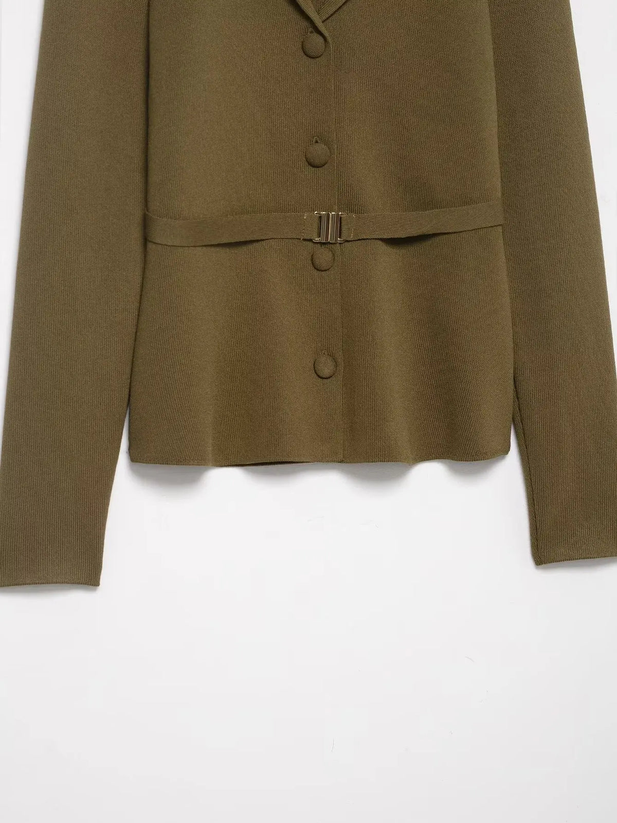 Women’s Olive Green Knit Blazer & Midi Skirt Set | Elegant Two-Piece Business Casual Suit | Fall Winter Fashion