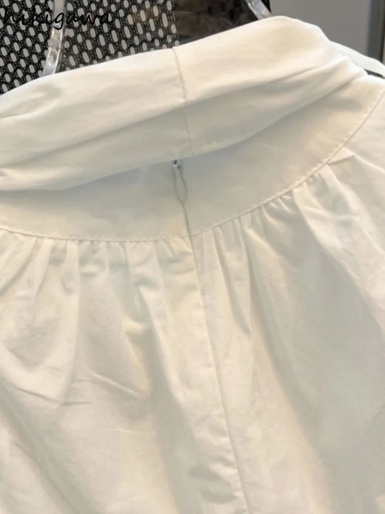 Mini Bow Tuckernuck/NEW White Blythe Ruffle Collar Preppy Sleeveless White Blouse for Women/Sleeveless Loose Shirts Fashion Sweet/All EventTops.