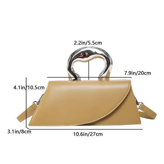 Luxury Heart Handle Mini Handbag – Structured Crossbody & Clutch Purse with Metallic Top Handle