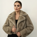 Faux Fox Fur Jacket/Autumn Winter Coat’s/Warm Luxury Fur Long Sleeve Artificial Fur Overcoat.