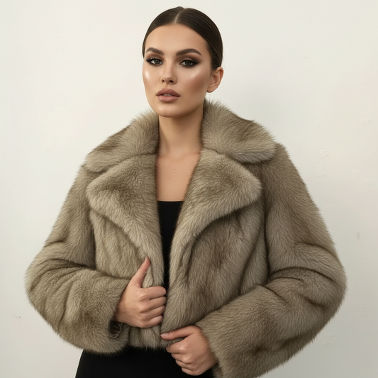 Faux Fox Fur Jacket/Autumn Winter Coat’s/Warm Luxury Fur Long Sleeve Artificial Fur Overcoat.