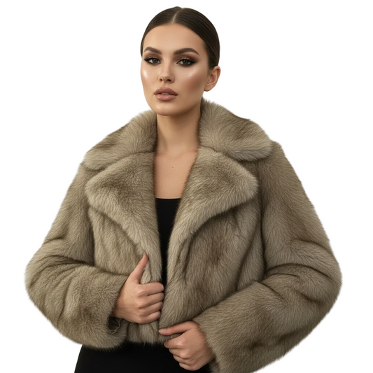 Faux Fox Fur Jacket/Autumn Winter Coat’s/Warm Luxury Fur Long Sleeve Artificial Fur Overcoat.