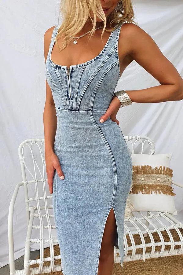 Modern Blend Boutique | Timeless Denim Elegance Midi Dress