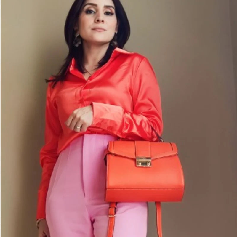 Satin Long Sleeve Blouses/Autumn Vintage Orange Green Silk Shirt Casual Loose Button Up.