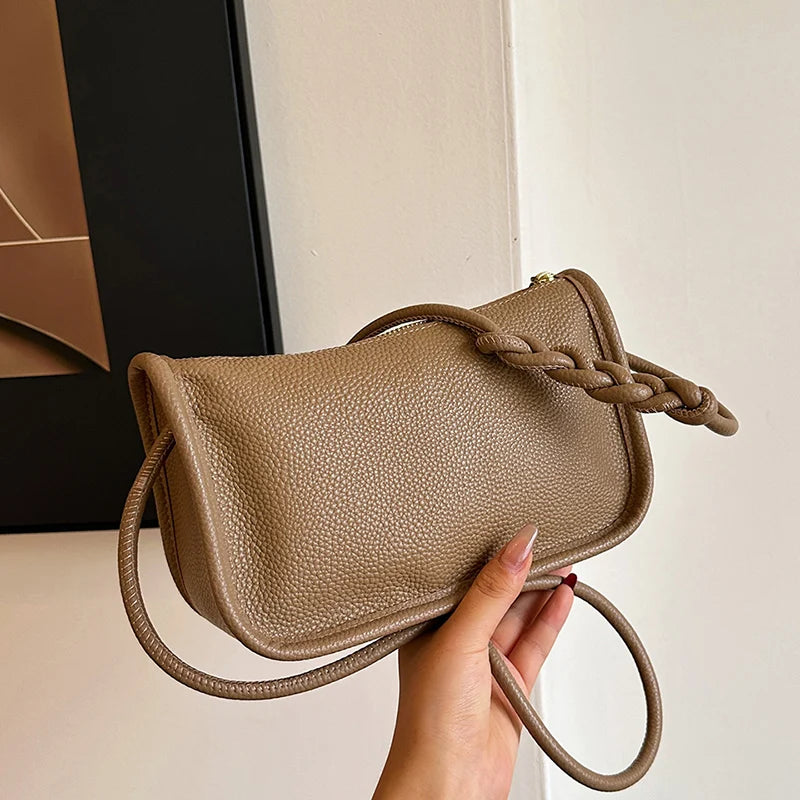 Modern Blend Boutique™ | Luxe Genuine Cowhide Leather Crossbody Bag – Premium Braided Strap Shoulder Purse for Women