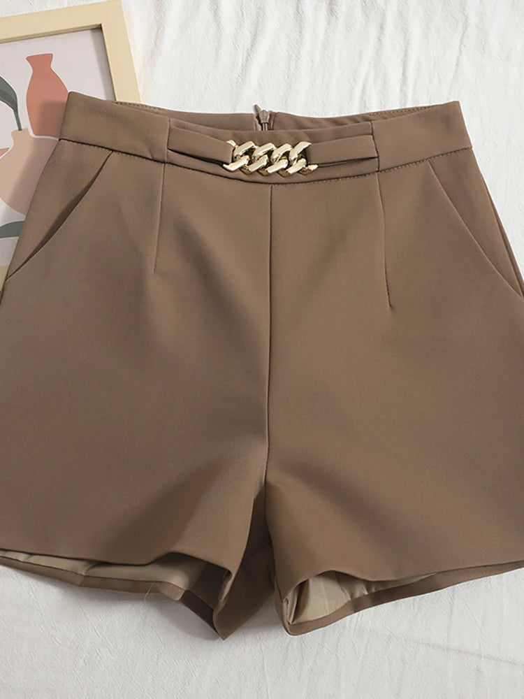 Comfortable High Waist/Slim Suit Shorts/Casual Wide Leg Shorts/HELIAR Suits Shorts/Mini Shorts Zipper A-line.